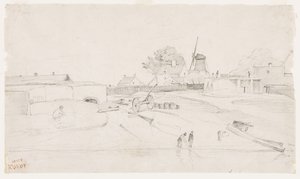 ダンケルクの風車、1830年頃 作： Jean Baptiste Camille Corot